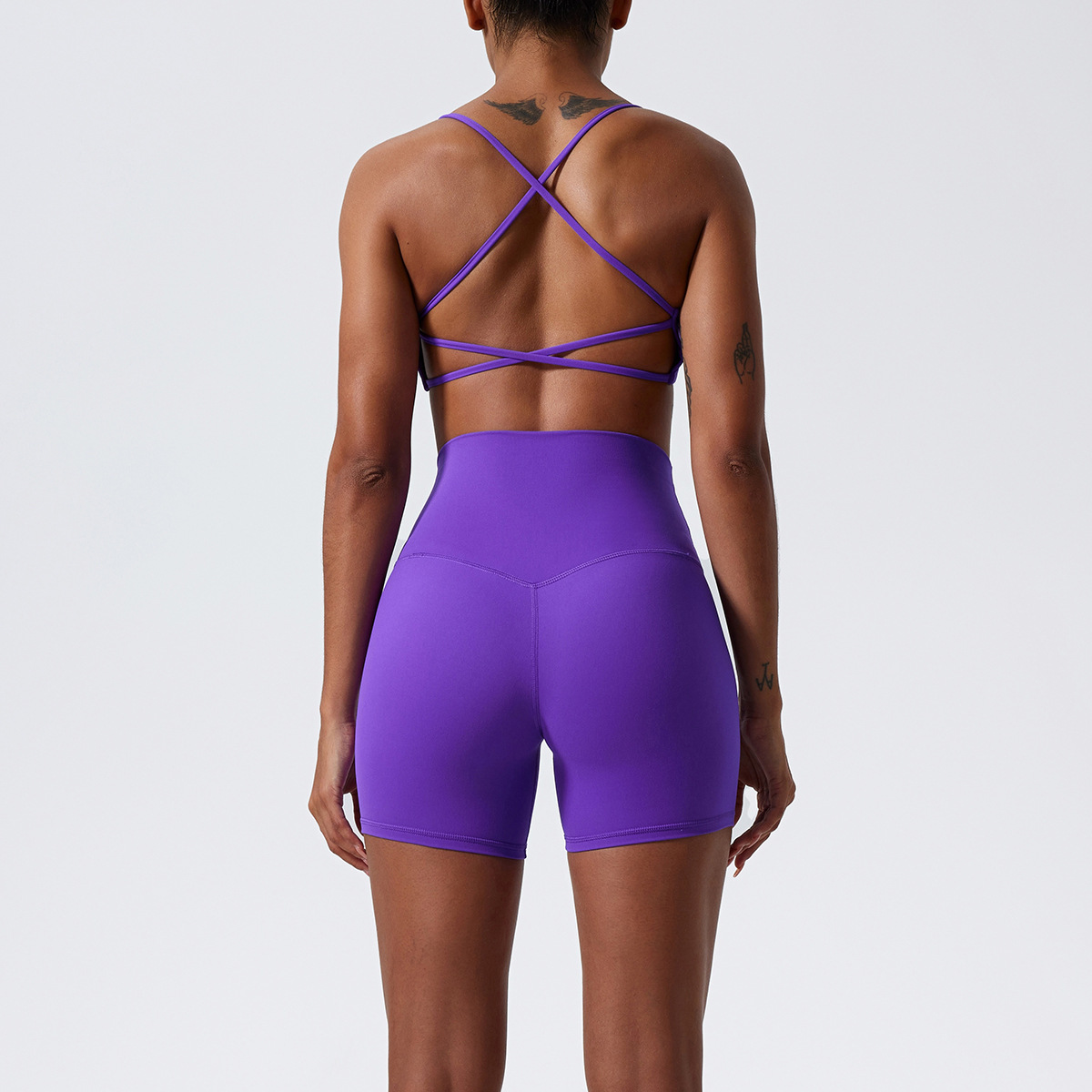 Conjunto de Yoga, Shorts de Cintura Alta con Efecto Levanta Glúteos, Sensación Desnuda, Ropa Interior Deportiva sin Espalda, Pantalones Deportivos de Alta Elasticidad y Transpirables image 5