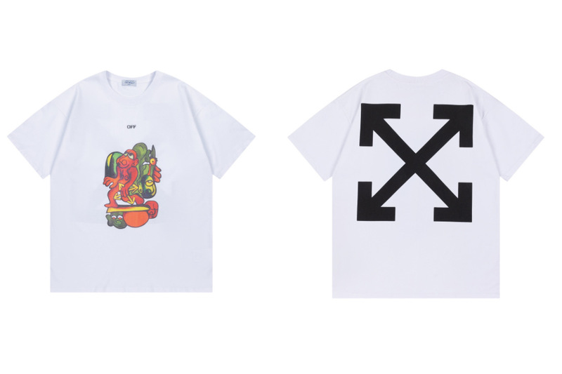 トレンディな漫画落書き油絵矢印半袖男性と女性ルーズカップル OFW 純綿半袖 Tシャツ夏 mk ゼブラ|undefined