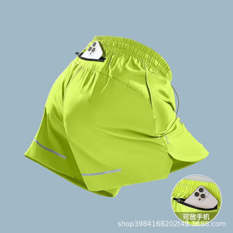 Men's Running Shorts with Phone Pocket, Sports Fitness-Specific Back Waist Pocket, Waist Bag, Quick-Dry Three-Point Shorts