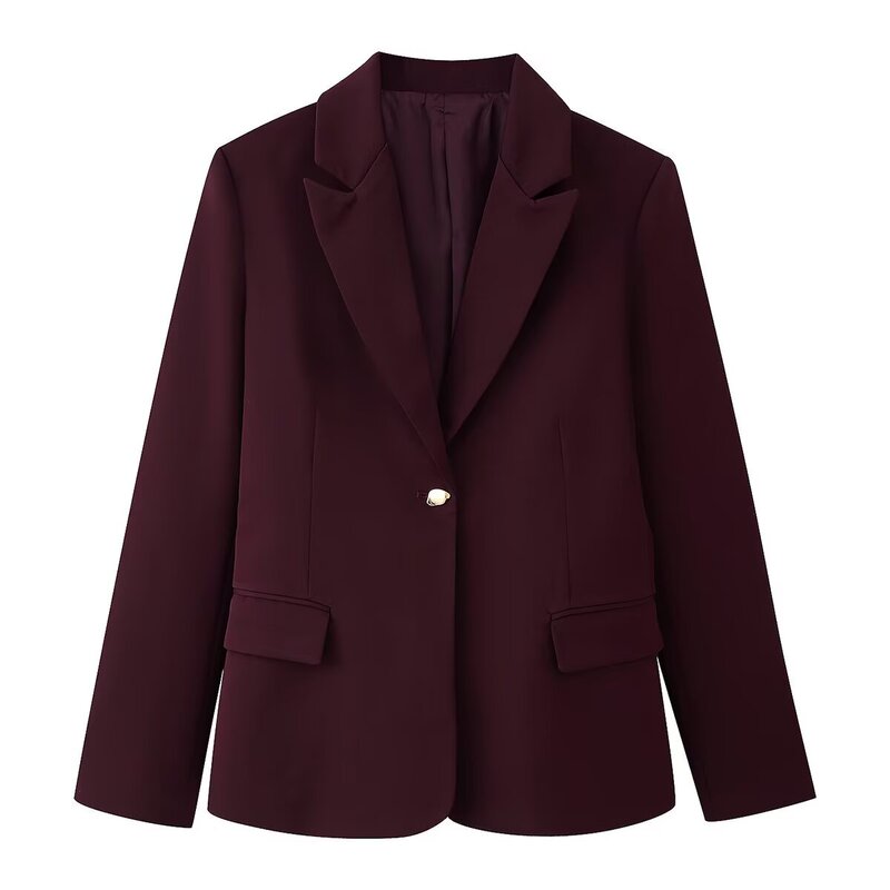 Cross-Border Wholesale Women's New Style One-Button Suit Jacket with Shoulder Pads and Lapels, Straight High-Waisted Casual Pants