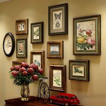 复古欧式实木照片墙客厅卧室相框墙创意组合装饰美式沙发背景挂墙