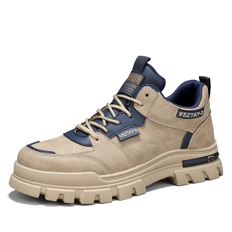 Zapatos de hombre otoño-invierno 2024 nuevo tipo de ropa de trabajo para hombres ocio versátil cuero antideslizante desgaste zapatos de montaña de suela gruesa