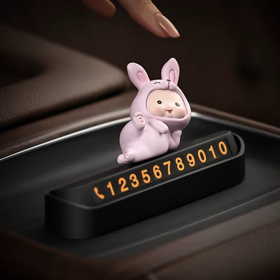 French Bulldog Car Temporary Parking Nömrəli dayanma kartı - pink-rabbit-black-stop-sign