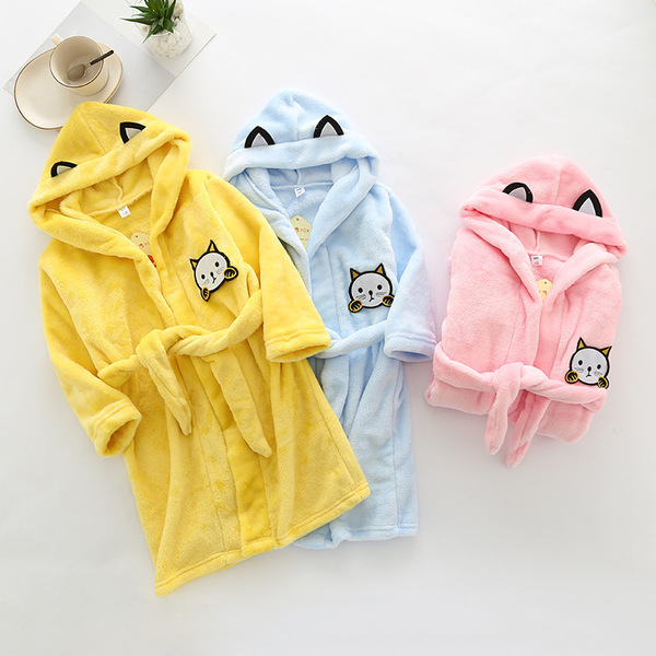 Demi-season flannel children's bathrobe for men and women