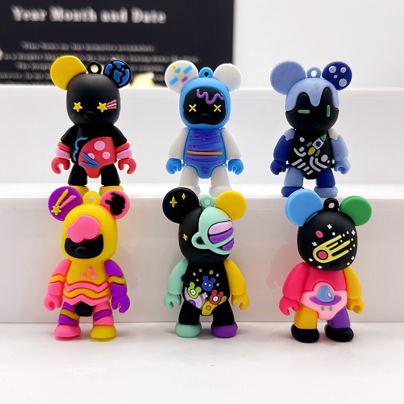 Creative Colorful Violent Bear Keychain Bag Pendant Car Desktop Ornaments Exquisite Couple Pendants Event Gifts