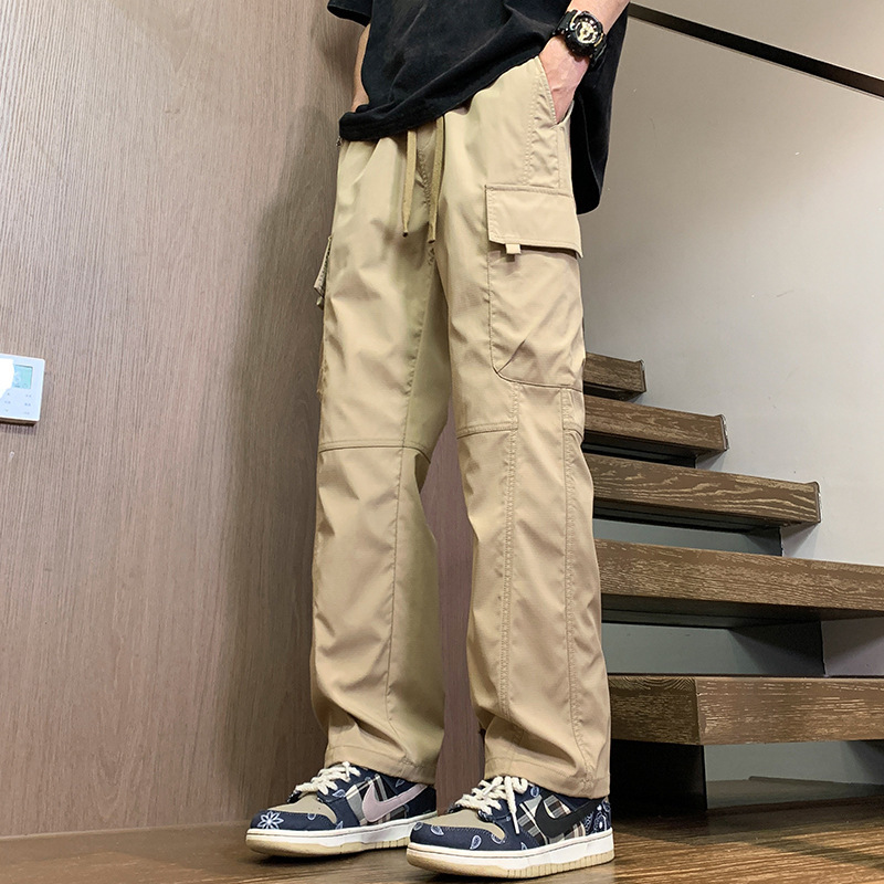 工装ズボン男春秋2025新型ゆるいストレートパンツ防水戸外突撃ズボン男性カジュアルパンツ|undefined
