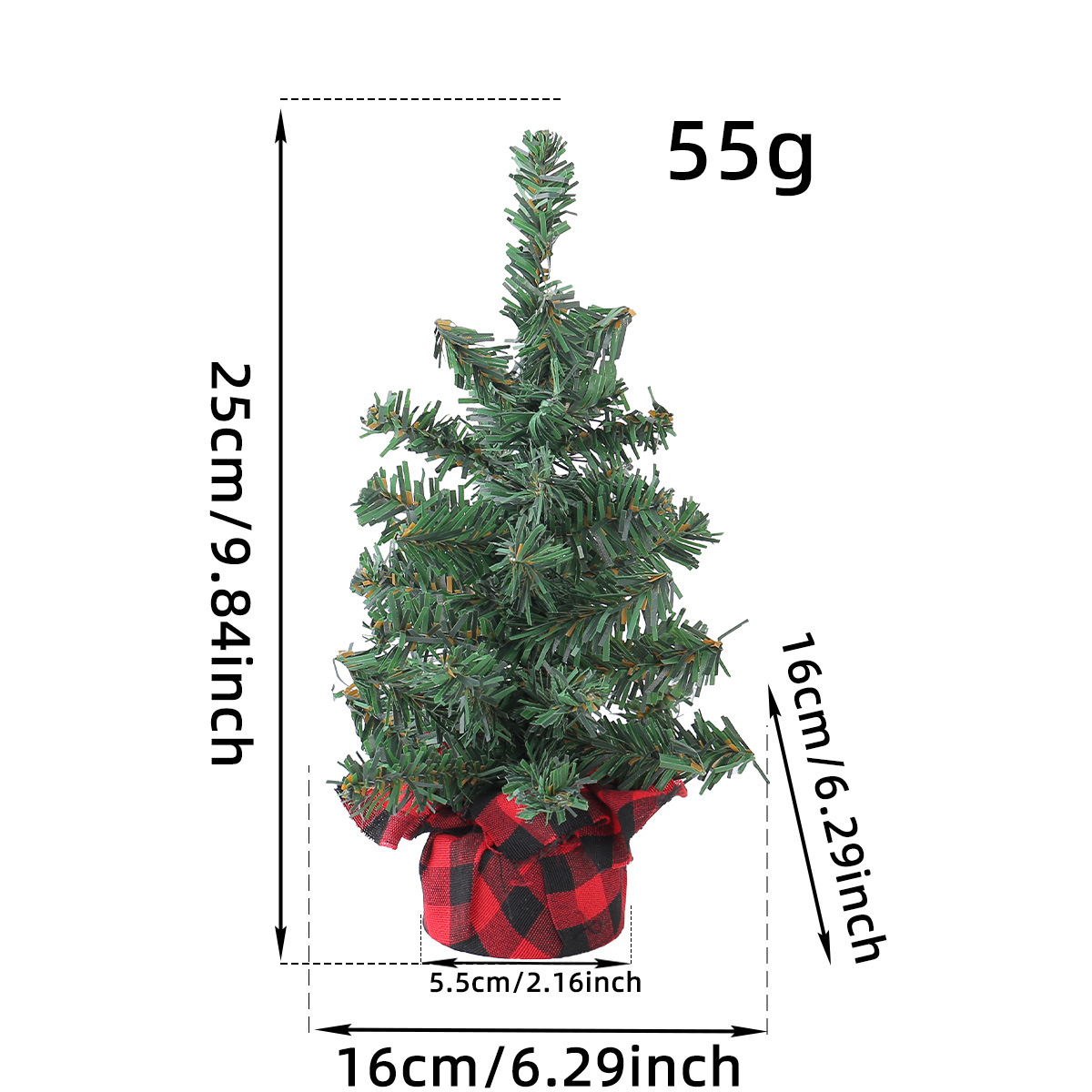 Decoración de mesa de árbol de Navidad a cuadros rojos y negros Fiesta de Navidad Aguja de pino Árbol de simulación Accesorios de ventana Decoración de Navidad