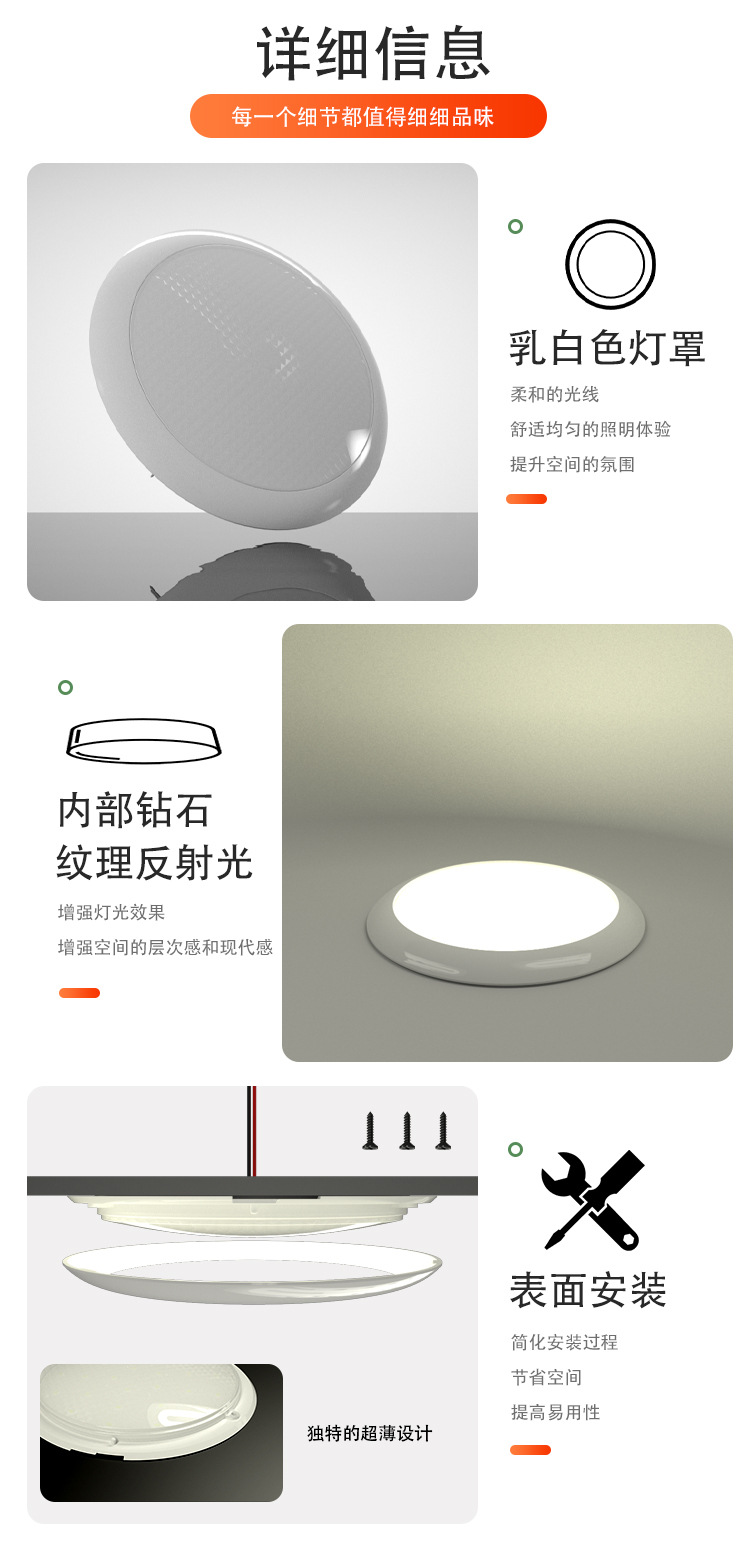 12-24V Slim LED Ceiling Light IP67 Waterproof Touch Switch for RV Kitchen