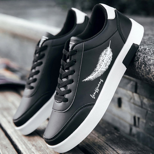 Men's white shoes for spring and autumn, Korean version, trendy platform shoes, men's casual white shoes, PU leather, versatile casual shoes