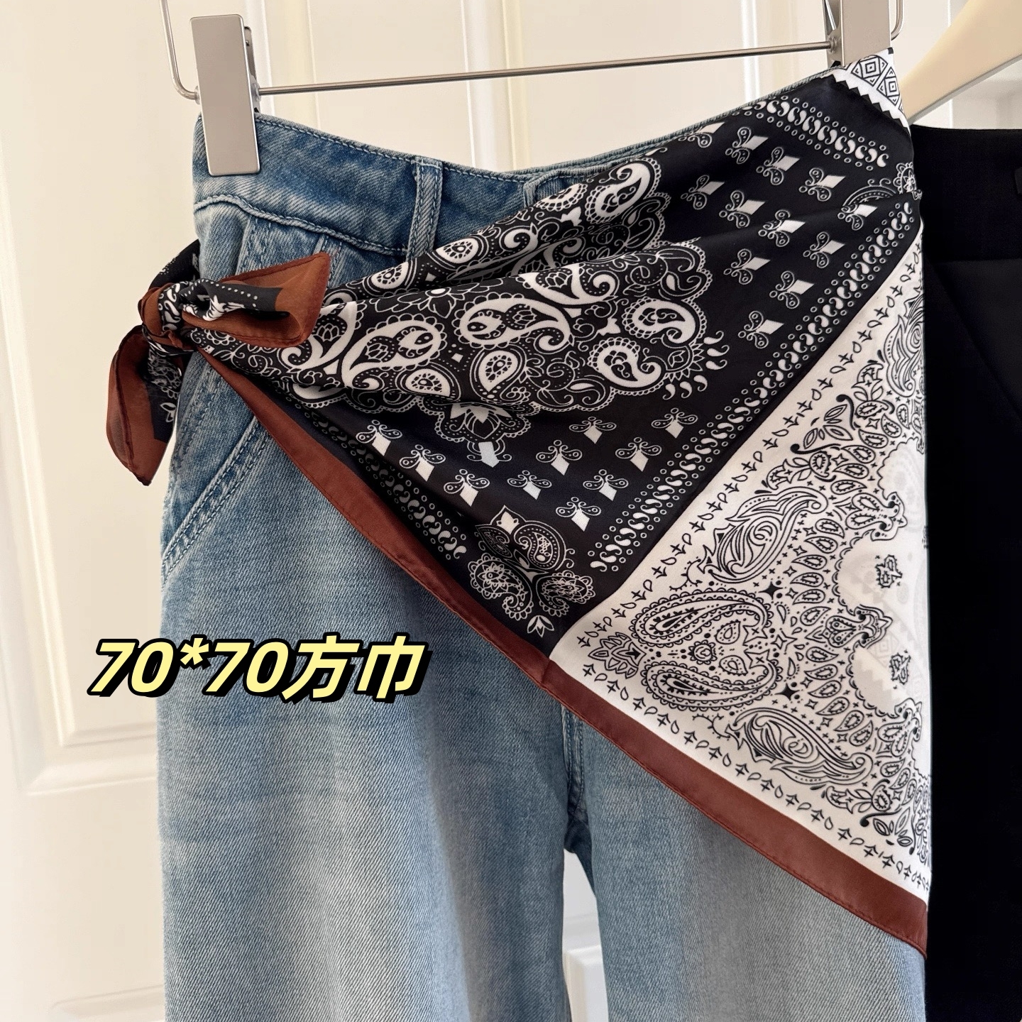 New Paisley Square Scarf for Women, Vintage High-End Silk Scarf, Fashionable Versatile Elegant Neck Scarf, Thin 70cm