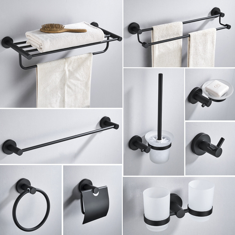 Black Round Towel Rack Scandinavian Style 304 Stainless Steel Towel Bar Bathroom Storage Rack Pendant Set Wholesale Black Round Towel Rack Scandinavian Style 304 Stainless Steel Towel Bar Bathroom Storage Rack Pendant Set Wholesale