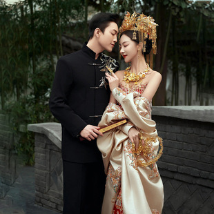 Men's Xiuhe Suit 2025 New Chinese Style Groom Wedding Suit Men's Xiuhe Tang Suit Dragon and Phoenix Gown for Wedding Pickup Men's Long Gown