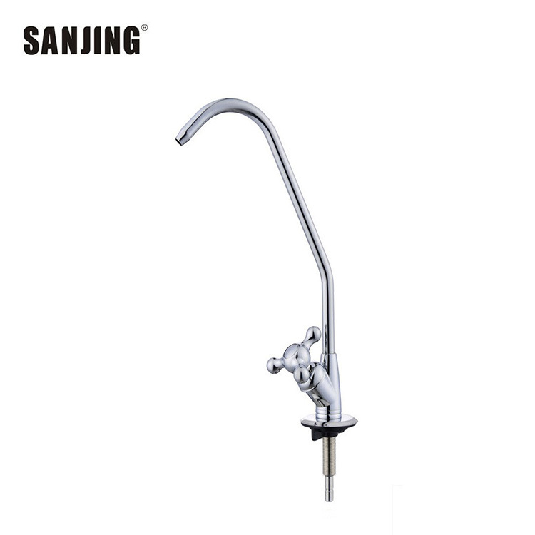 Grifo purificador de agua de conexión rápida de dos puntos grifo de cuello de cisne de tres horquillas núcleo de válvula de cobre duradero grifo de bebida directa de 2 puntos