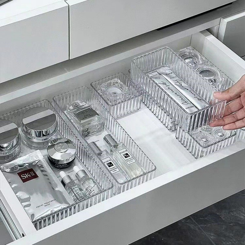 Temu Xiyin Pet Drawer-Type Built-In Storage Box Cosmetics Desktop Transparent Transparent Storage Box Accessible Luxury Storage