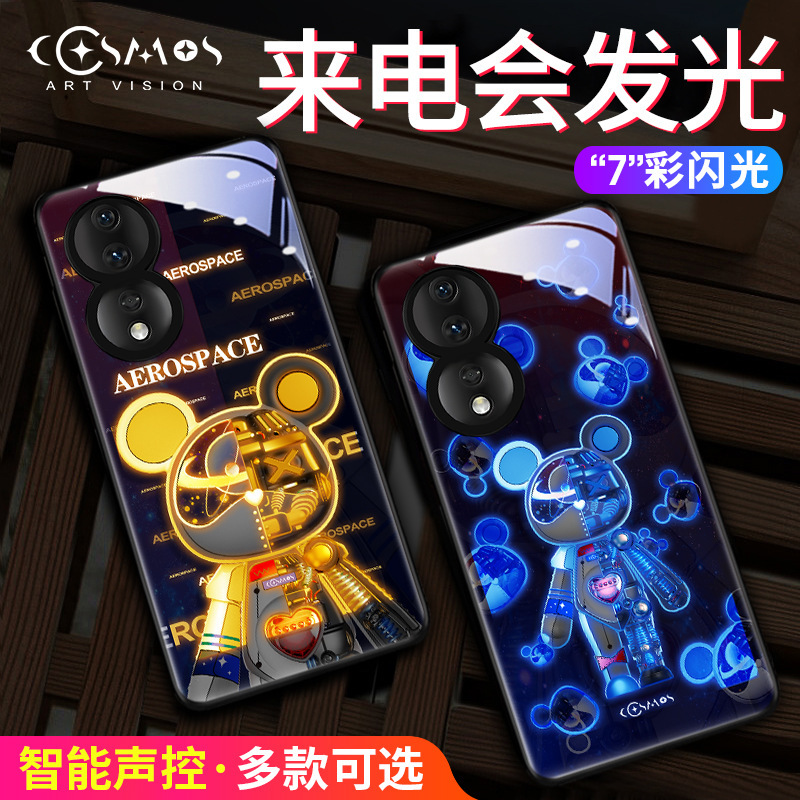 Honor 200 Phone Case Mate70 Luminous Nova14 New Model P80Pro English Bear Mate60 Mechanical Applicable