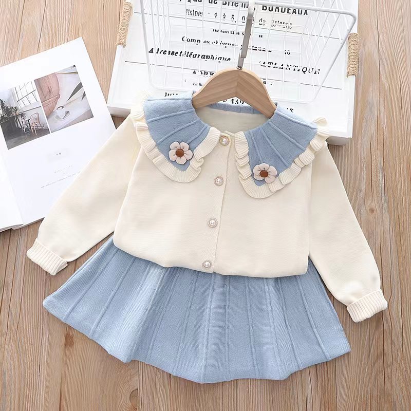 Γυναικείο Πλεκτό Φόρεμα Treasure Νέο Χρώμα 2022, Χαριτωμένο Κοριτσίστικο Πλεκτό Φόρεμα Δύο Τεμαχίων, Φούστα_voghion.com