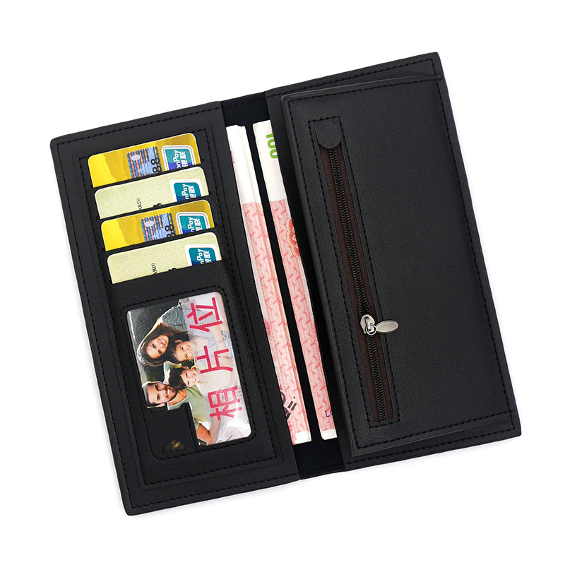 Nueva cartera de los hombres de negocios de longitud media cartera de los hombres de color sólido de la PU carta de cuero 3 veces la cartera de la cartera al por mayor