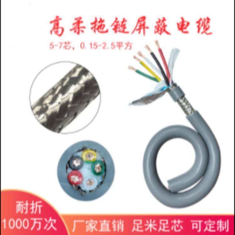 供应高柔性聚氨脂护套PUR机器人电缆10 20 30芯耐油变频器屏蔽线