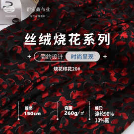 新宏鑫 双色烧花丝绒 韩国金丝绒布料 时装旗袍礼服运动服 面料