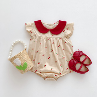 INS Baby Summer New Princess Clothes Baby Girl Wrap Fart Clothes Summer Thin Flying Sleeve Neonatal Class A