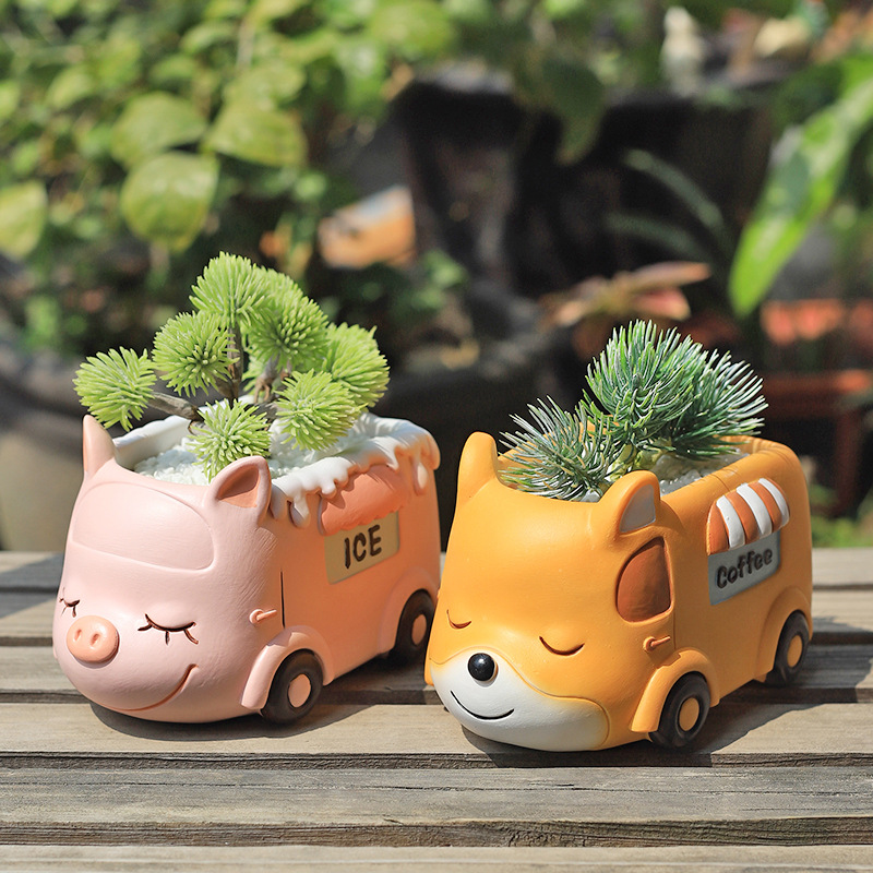 Chậu Cây Resin Chậu cây mọng nước hình động vật resin, chậu mini trang trí văn phòng, nhà và ban công (RG-76)