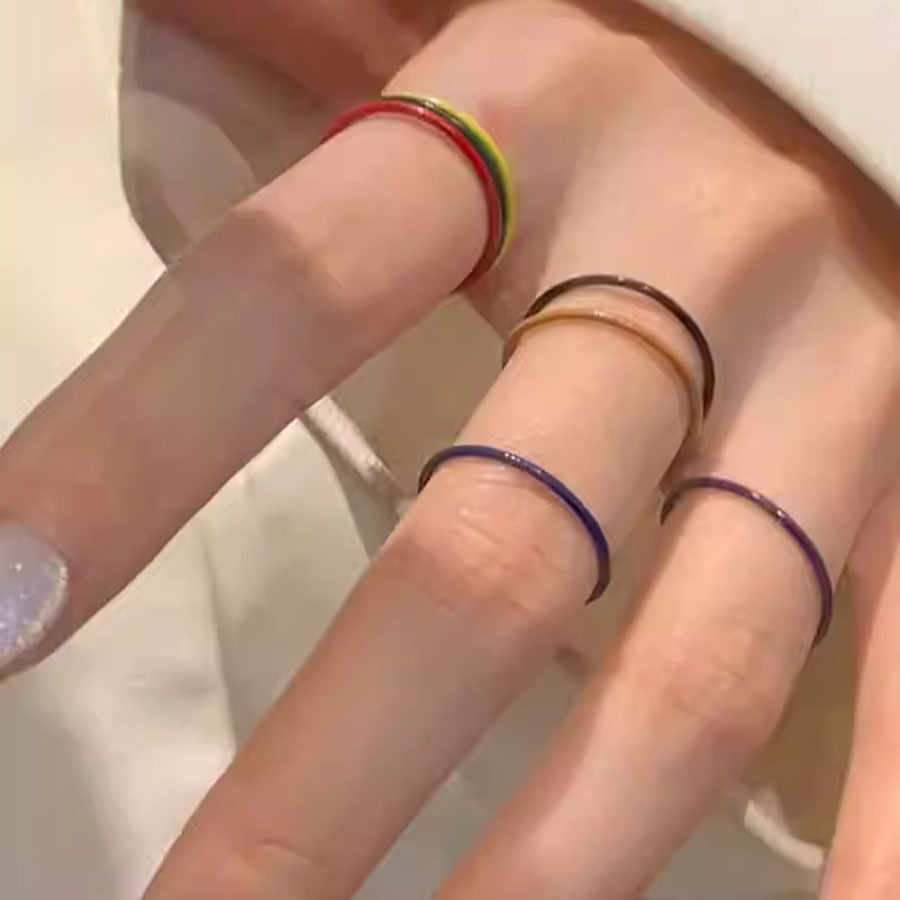Ensemble de sept bagues rondes en forme de goutte d'huile, style minimaliste et tendance, pour l'index. Bague élégante et discrète._voghion.com
