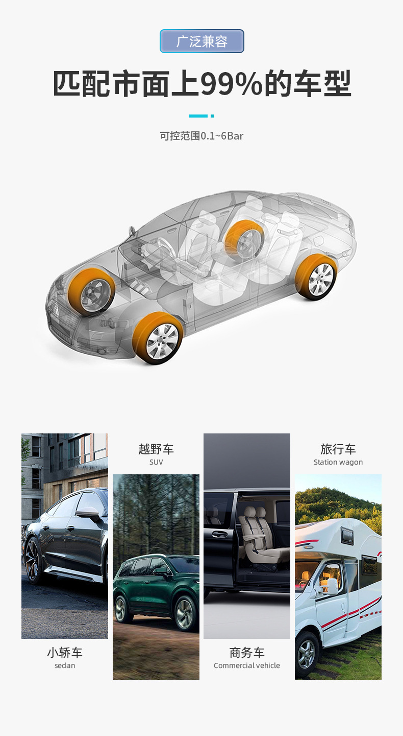 Tpms System Four Tire Pressure Monitor Waterproof with Sensor Cigarette Lighter Motorcycle Internal and External High Precision