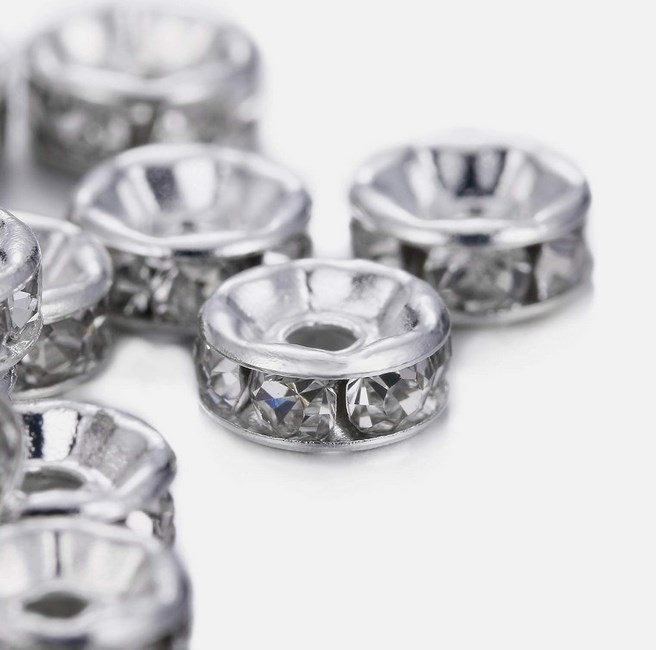 4 6 8 12 10mm白色钻圈镀银镀金玫瑰金白k枪黑浪边直边水钻隔片t7