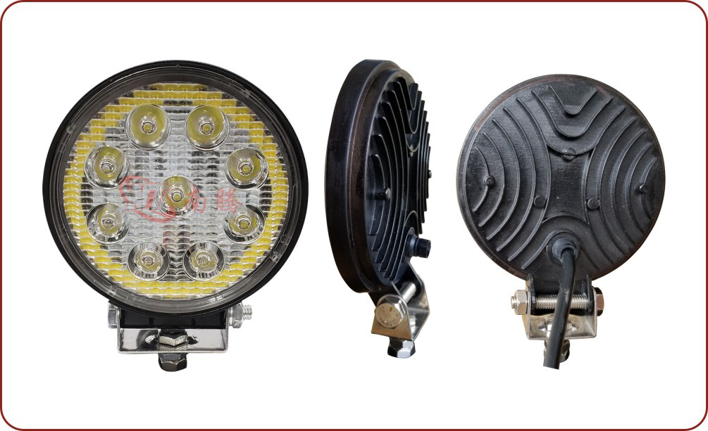 Luz de trabajo LED redonda de 4 pulgadas y 27W, luz para coche, foco para vehículos todoterreno, 27W25 de alto brillo.