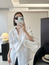 白色亚麻防晒衬衫薄外套女夏季慵懒宽松棉麻长袖开衫休闲衬衣上衣