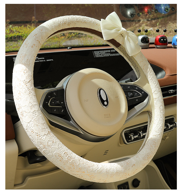 New Car Steering Wheel Cover for All Seasons and Summer, Non-Slip, Universal Fashionable Lace Female Cute Handlebar Cover, Cross-Border Supply