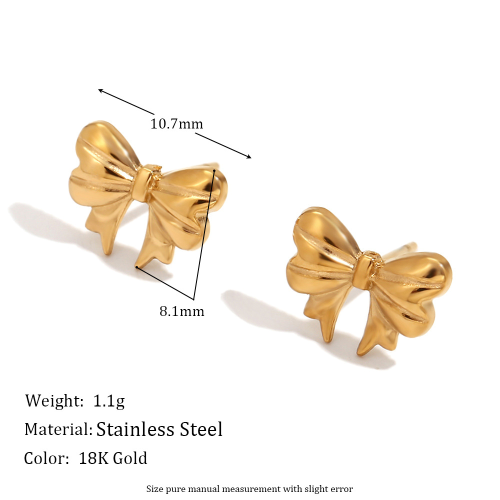 Ribbon Bow Stainless Steel Earrings