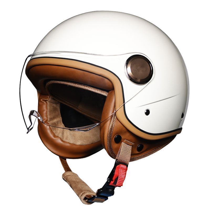 3C national standard ORZ retro Harley motorcycle helmet, men's and women's electric pedals, semi covered 3/4 semi helmet, all season Bluetooth