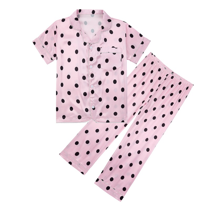 Kinderpyjama-Set, Kurzarm, lange Hose, bedrucktes Design, Frühlings- und Sommerkleidung für mittelgroße und große Kinder_voghion.com