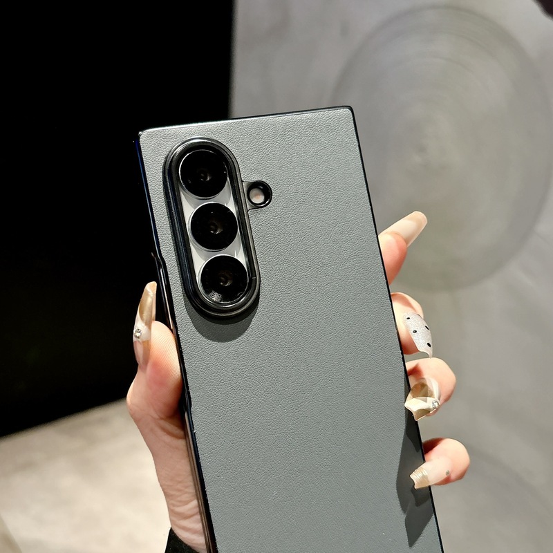 Samsung Galaxy Z Fold 7 電気メッキ無地レザー携帯電話ケース Flip7 保護カバー折りたたみケースレザーテクスチャーに適しています。|undefined
