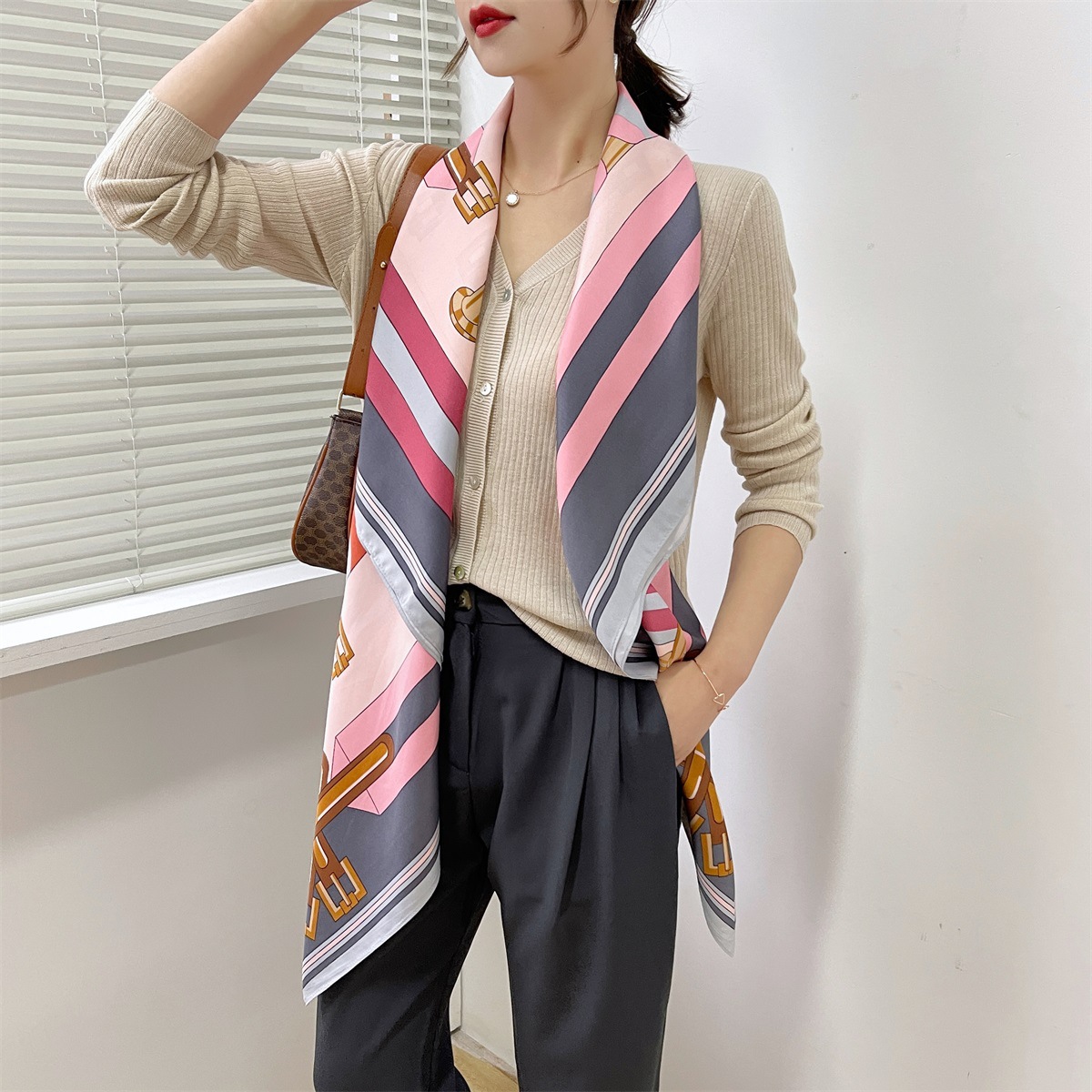 175g Weight Silk Scarf Classification Daily Occasion Polyester Material Plant Pattern Spring&Summer Season Women's Gender Elegant, Simple Style Style Women's Elegant Simple Style Plant Polyester Silk Scarf 17