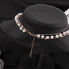 Fashionable accessory, ethnic necklace from pearl, pendant, set, European style, ethnic style