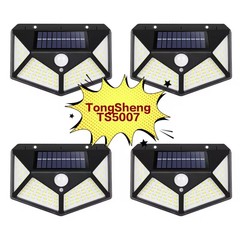 2024 New 100LED Solar Wall Lamp Courtyard Four-Side Emitting Solar Lamp Human Body Sensing Outdoor Wall Lamp