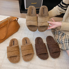 厚底增高毛毛拖鞋女2025新款秋冬百搭仙女风配裙子外出博肯棉拖鞋