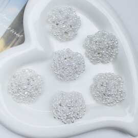 超仙纯白手工编织水晶珍珠花朵 diy气质百搭发簪耳饰服饰鞋花辅料