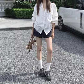 韩版感白色长袖收腰衬衫女秋季小众复古上衣其他