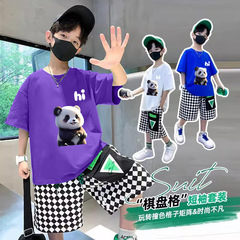 兒童裝男童夏裝套裝2024新款運動夏季中大童薄款夏款帥氣卡通T恤