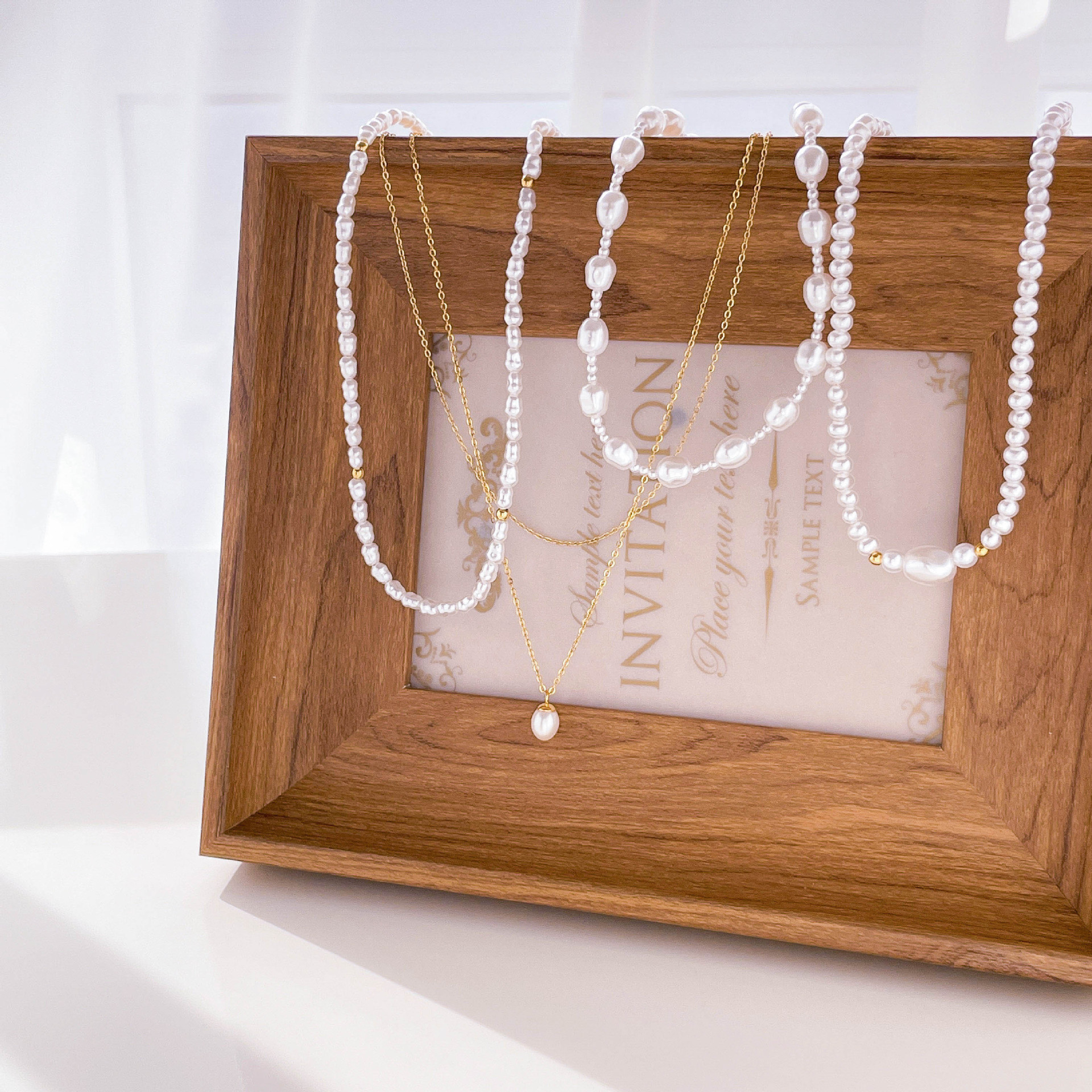 12g Weight Necklace Classification 1 Piece Quantity Banquet Occasion Freshwater Pearl, Titanium Steel Material Geometric Pattern Women's Gender Beaded, Plating Design Elegant Style Elegant Geometric Freshwater Pearl Titanium Steel Beaded Plating Necklace 1