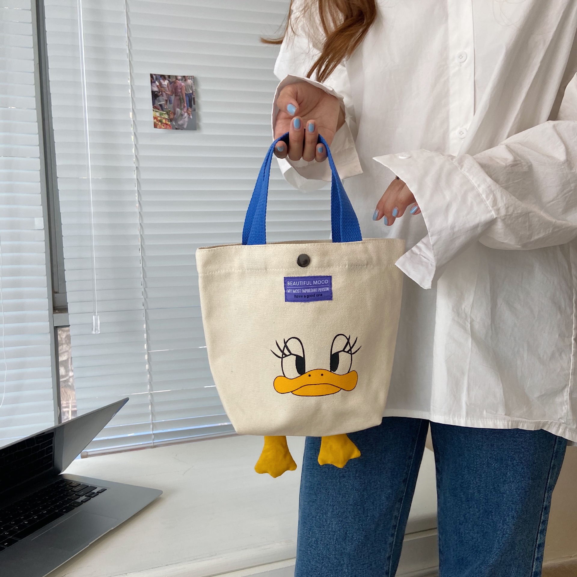 08312 Cartoon printed single-shoulder canvas bag, Japanese style, Korean version canvas bag, student large-capacity hand-held women's bag for commuting undefined