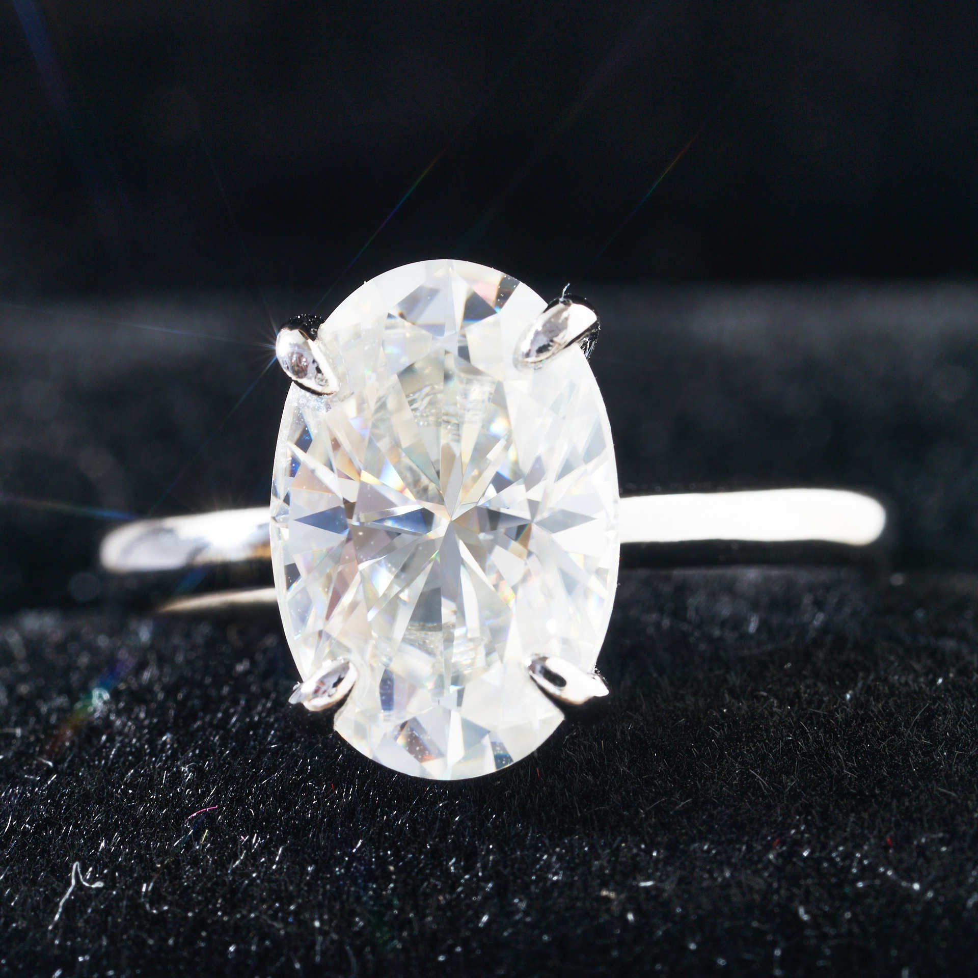 4.5g huevo blanco excelente anillo de piedra de moissanita S925 plata esterlina transfronteriza venta caliente anillo de piedra de moissanita brillante