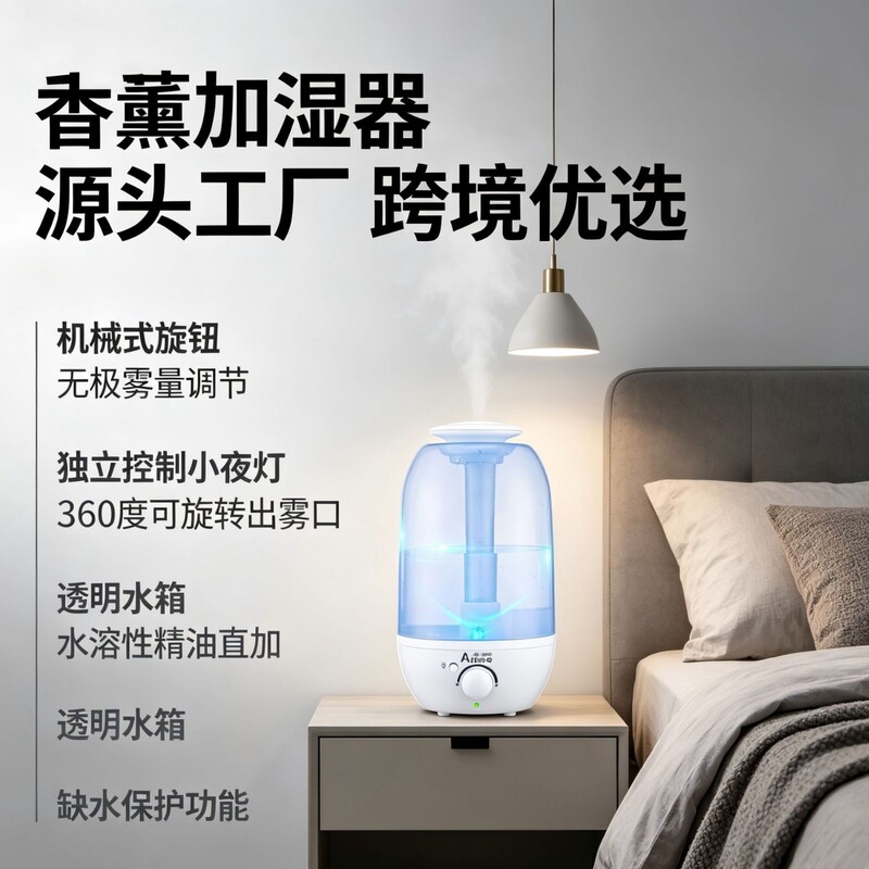 Ultrasonic Humidifier for Home Use, Large Capacity, Portable Mini Aroma Diffuser with Night Light, Atomizer in Stock for Sale