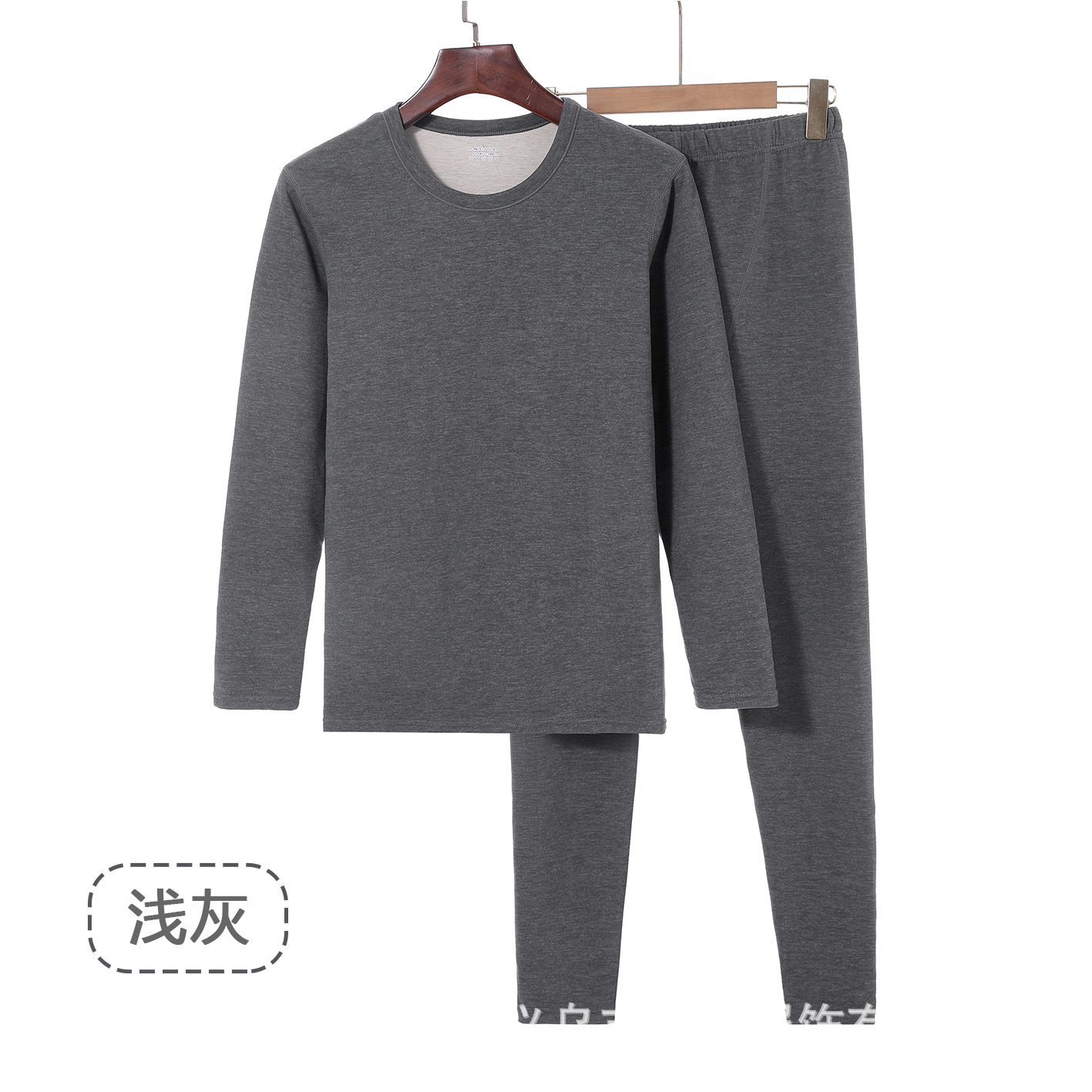Antibacteriano cordero de seda de cuello redondo pareja ropa interior cálida conjunto de pantalones de otoño para hombres vestir camisa de base de borde sin marcas