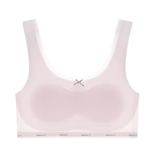 New Girls' Developmental Underwear for Adolescents, Padded Bralette for Middle and High School Students, Invisible Seamless Ice Silk Comfort Student Bra and Tank Top