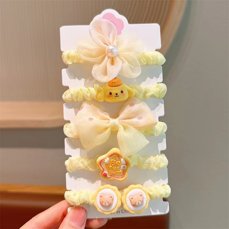 KULOMI niños estudiantes de banda de goma Sanliogou conjunto de anillo de cabello para niñas pequeñas no lastimar el cabello buena banda de goma para niñas