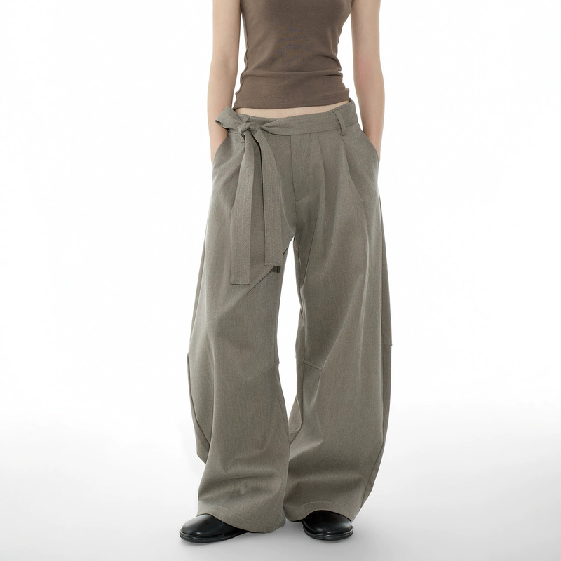 2026 New Women's Gray Straight-Leg Suit Pants, Unique Slimming Design, Loose Casual Wide-Leg Pants, in Stock 2026 New Women's Gray Straight-Leg Suit Pants, Unique Slimming Design, Loose Casual Wide-Leg Pants, in Stock